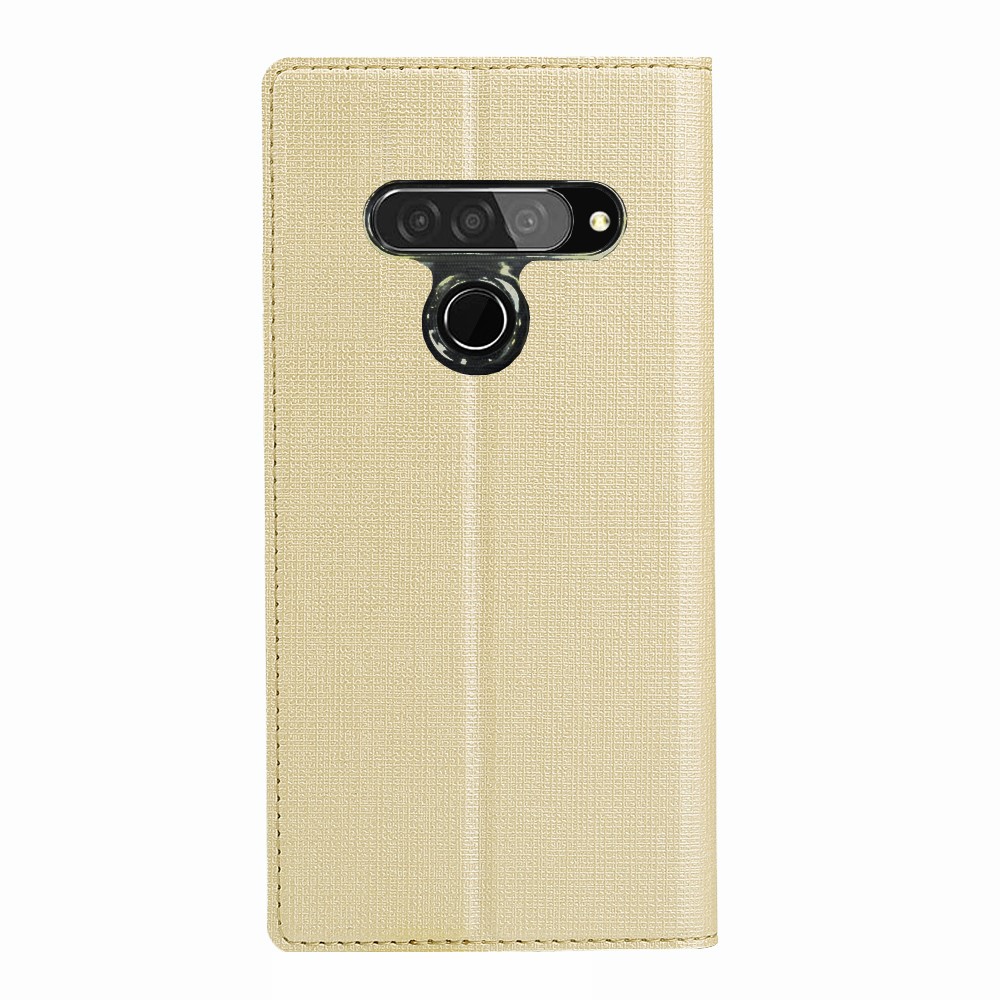 VILI DMX Cross Surface Leather Card Holder Phone Case for LG G8s ThinQ - Gold-4