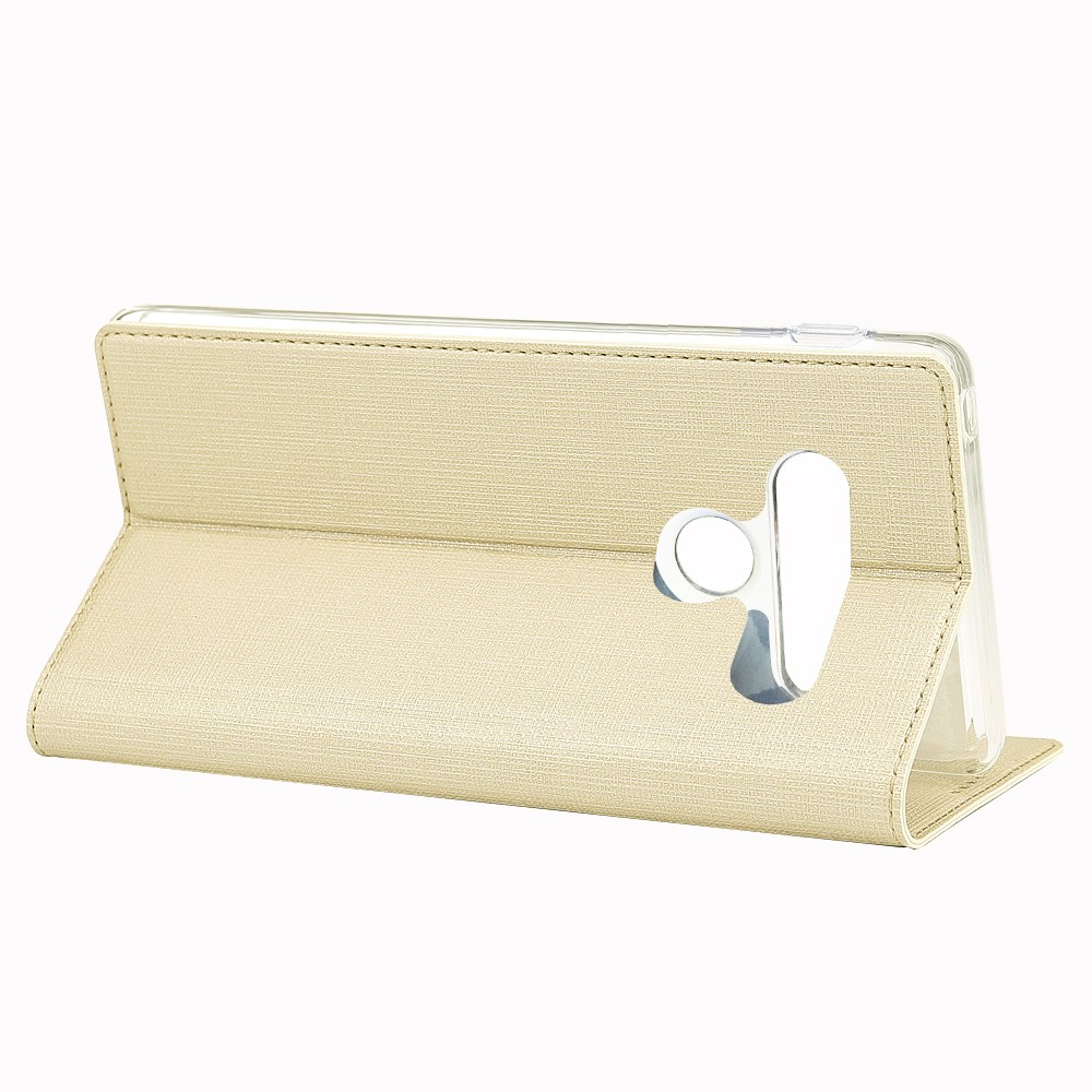 VILI DMX Cross Surface Leather Card Holder Phone Case for LG G8s ThinQ - Gold-5