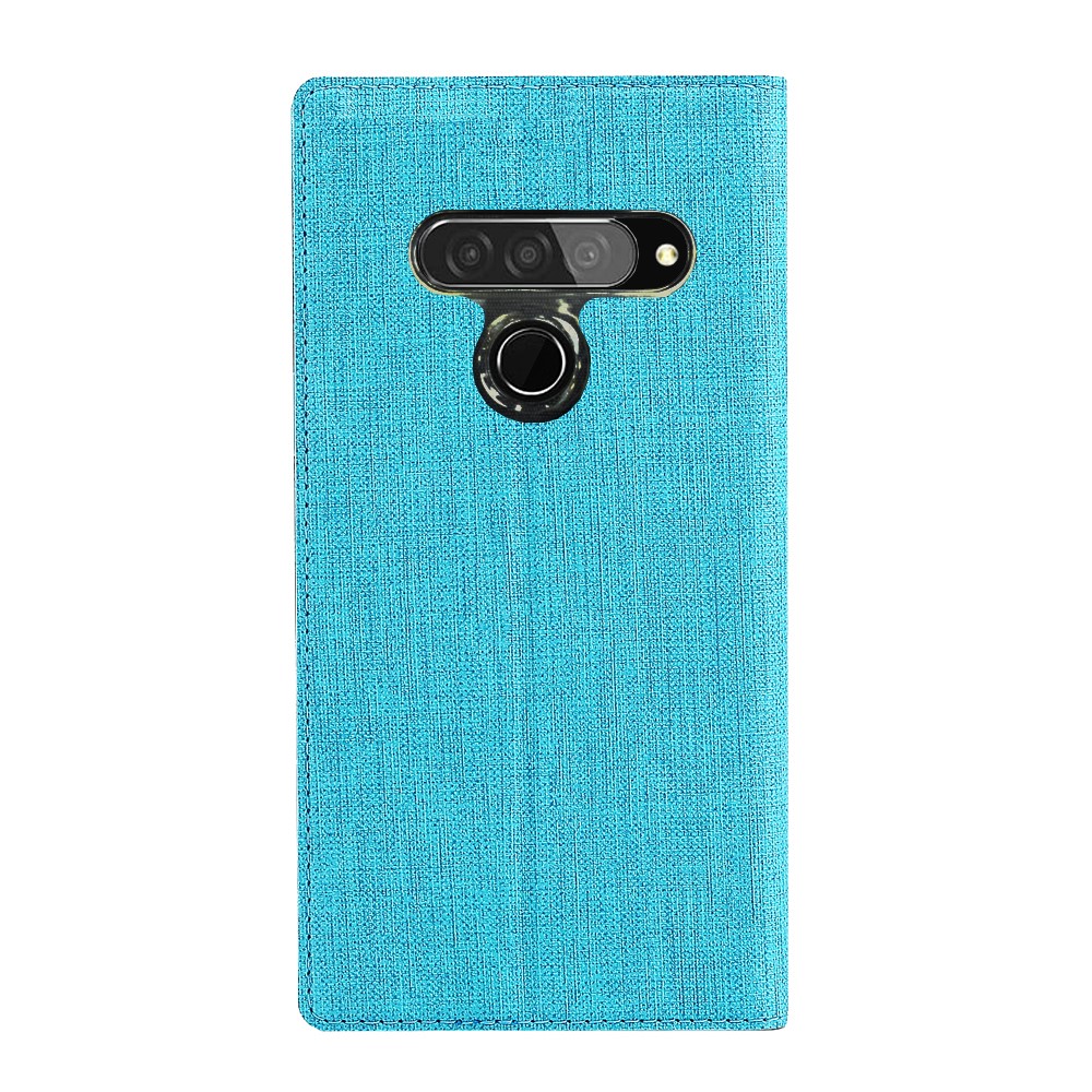 VILI DMX Cross Surface Leather Card Holder Phone Case for LG G8s ThinQ - Blue-4