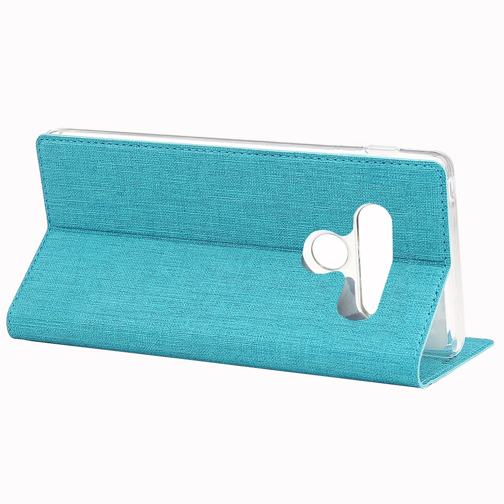 VILI DMX Cross Surface Leather Card Holder Phone Case for LG G8s ThinQ - Blue-5
