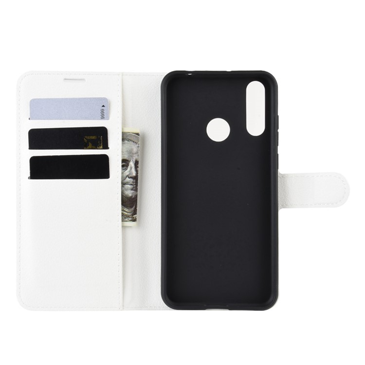 Litchi Texture Wallet Stand Flip Leather Case for LG W30 - White-4