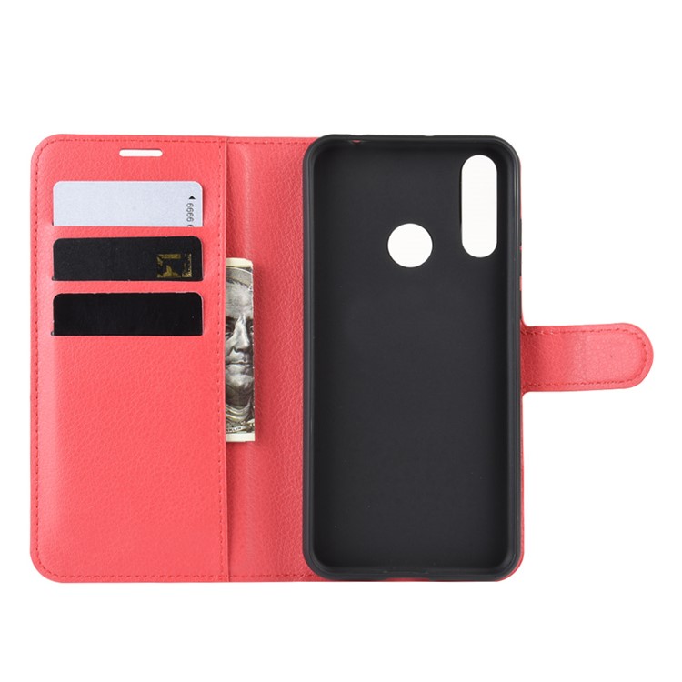 Litchi Texture Wallet Stand Flip Leather Case for LG W30 - Red-4