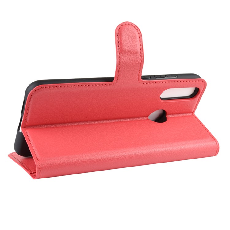 Litchi Texture Wallet Stand Flip Leather Case for LG W30 - Red-6