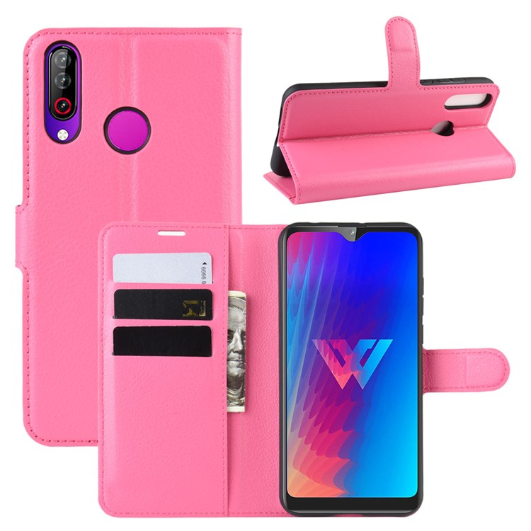 Litchi Texture Wallet Stand Flip Leather Case for LG W30 - Rose-1