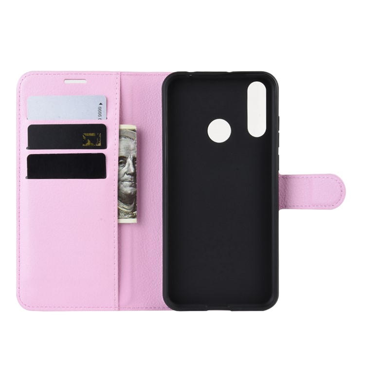 Litchi Texture Wallet Stand Flip Leather Case for LG W30 - Pink-4