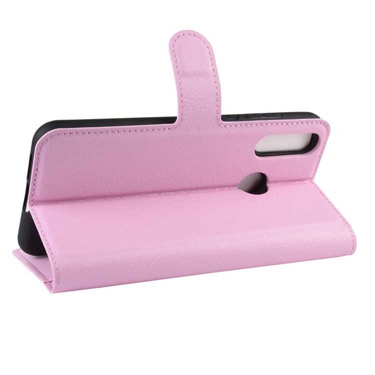 Litchi Texture Wallet Stand Flip Leather Case for LG W30 - Pink-6