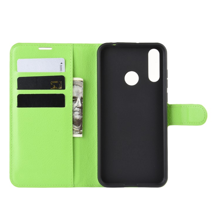 Litchi Texture Wallet Stand Flip Leather Case for LG W30 - Green-4