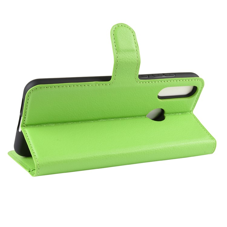 Litchi Texture Wallet Stand Flip Leather Case for LG W30 - Green-6