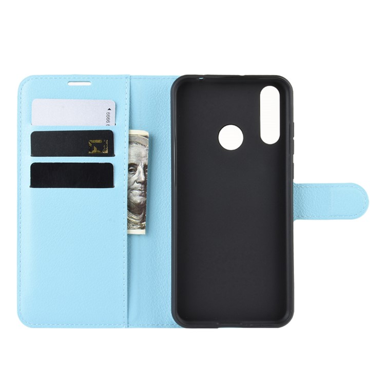 Litchi Texture Wallet Stand Flip Leather Case for LG W30 - Blue-4