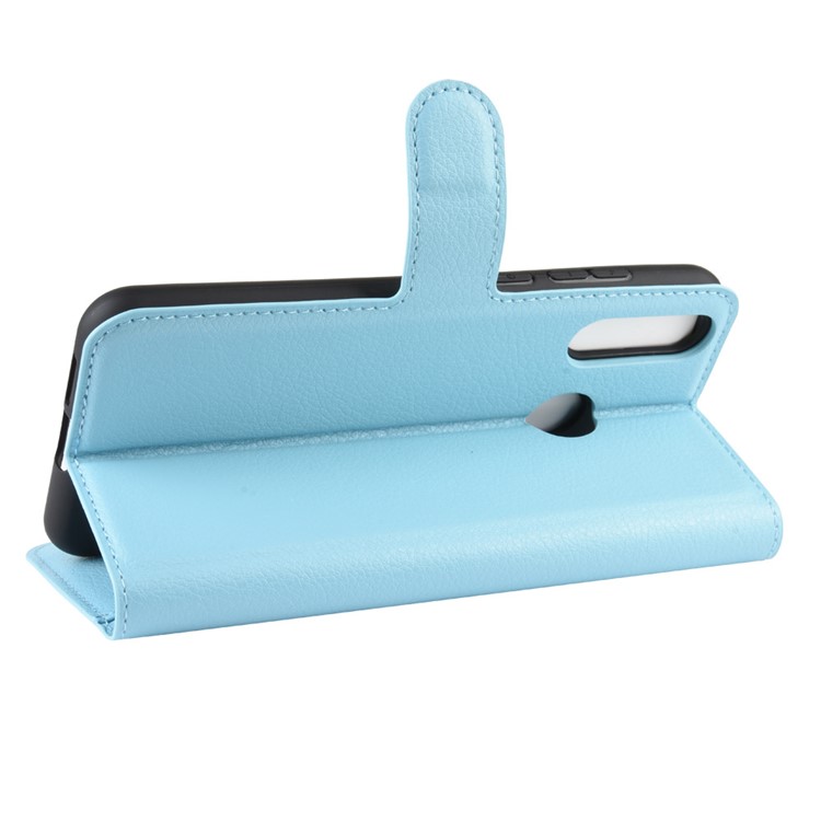 Litchi Texture Wallet Stand Flip Leather Case for LG W30 - Blue-6