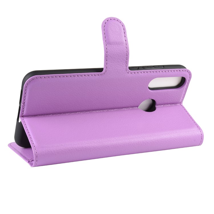 Litchi Texture Wallet Stand Flip Leather Case for LG W30 - Light Purple-6