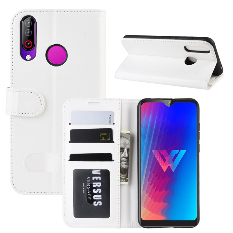 Crazy Horse Texture Wallet Stand Flip Leather Shell for LG W30 - White-2