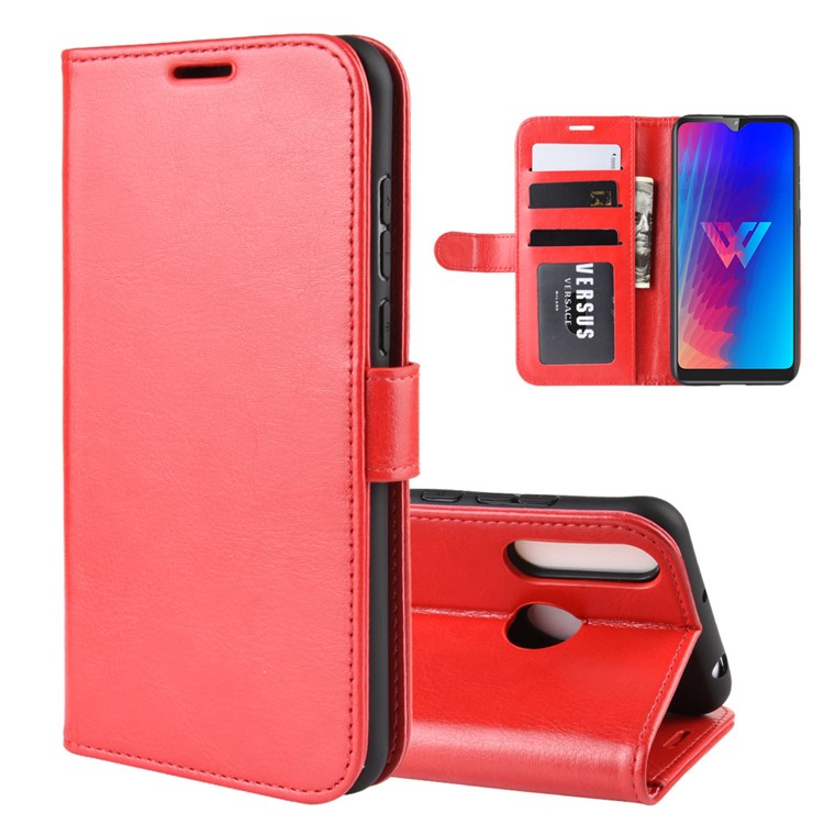 Crazy Horse Texture Wallet Stand Flip Leather Shell for LG W30 - Red-1