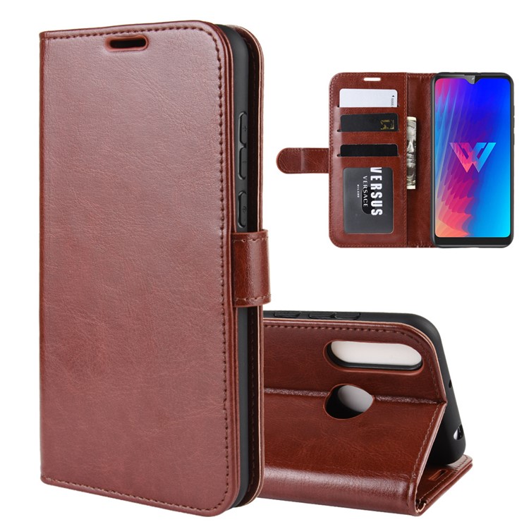 Crazy Horse Texture Wallet Stand Flip Leather Shell for LG W30 - Brown-1