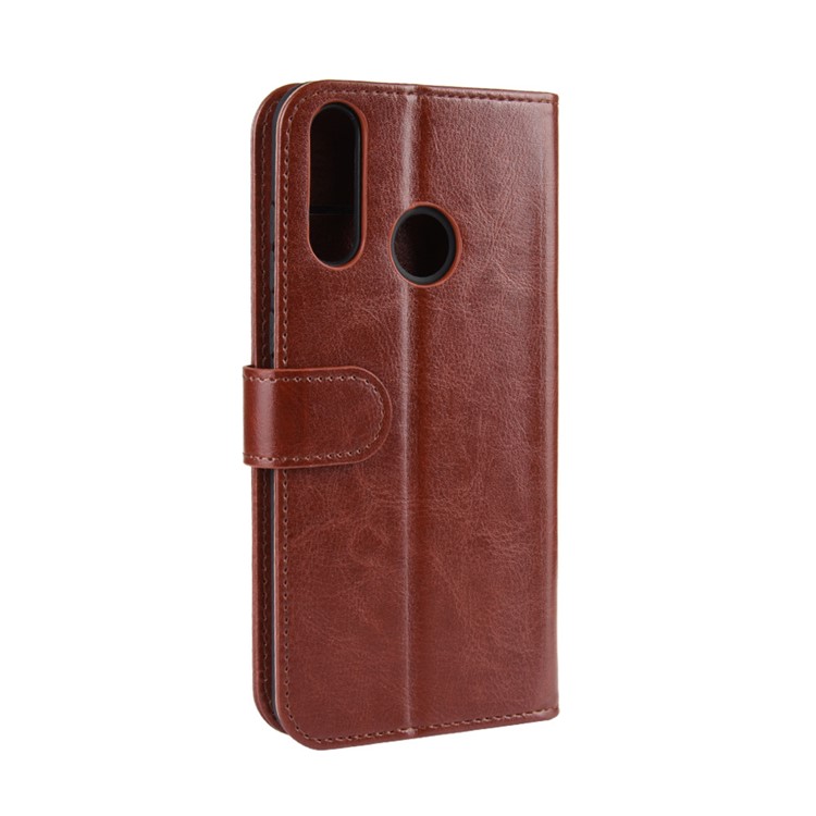 Crazy Horse Texture Wallet Stand Flip Leather Shell for LG W30 - Brown-4