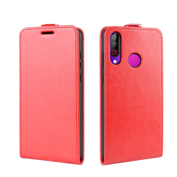 Crazy Horse Vertical Flip Leather Phone Cover with Card Slot for LG W30 - Red-2