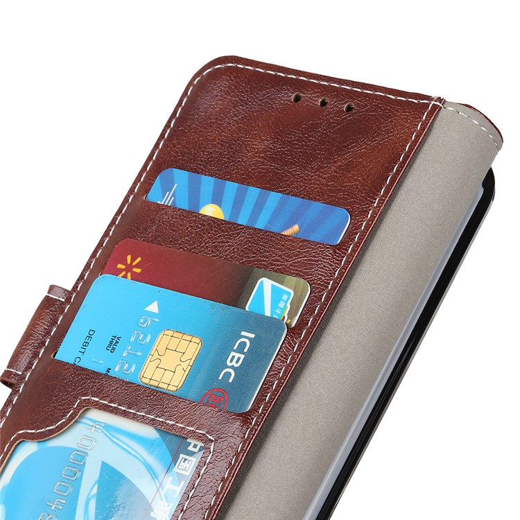 Кожаный Кошелек Сумасшедшей Кожи Для LG W30 - Коричневый-6