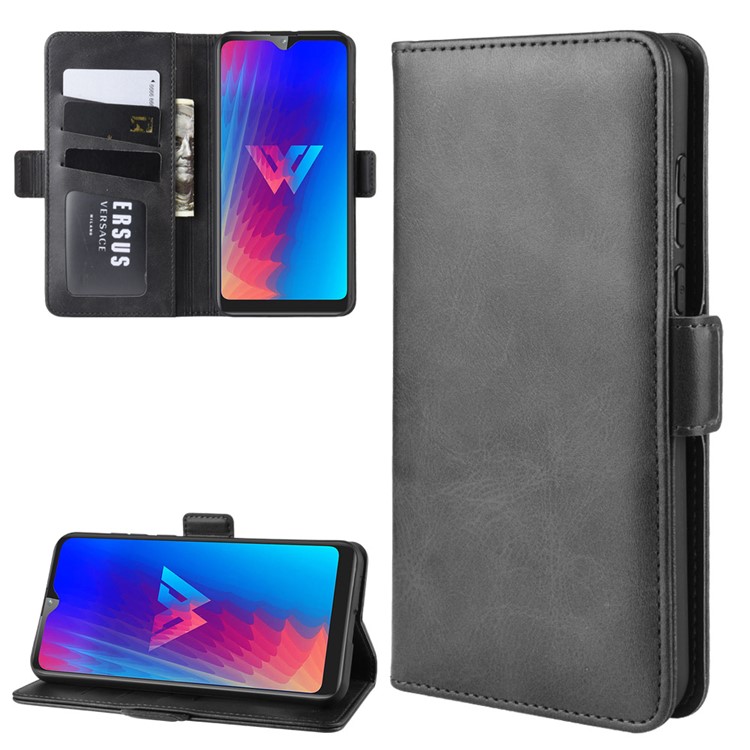 Leather Wallet Stand Phone Case for LG W30 - Black-1