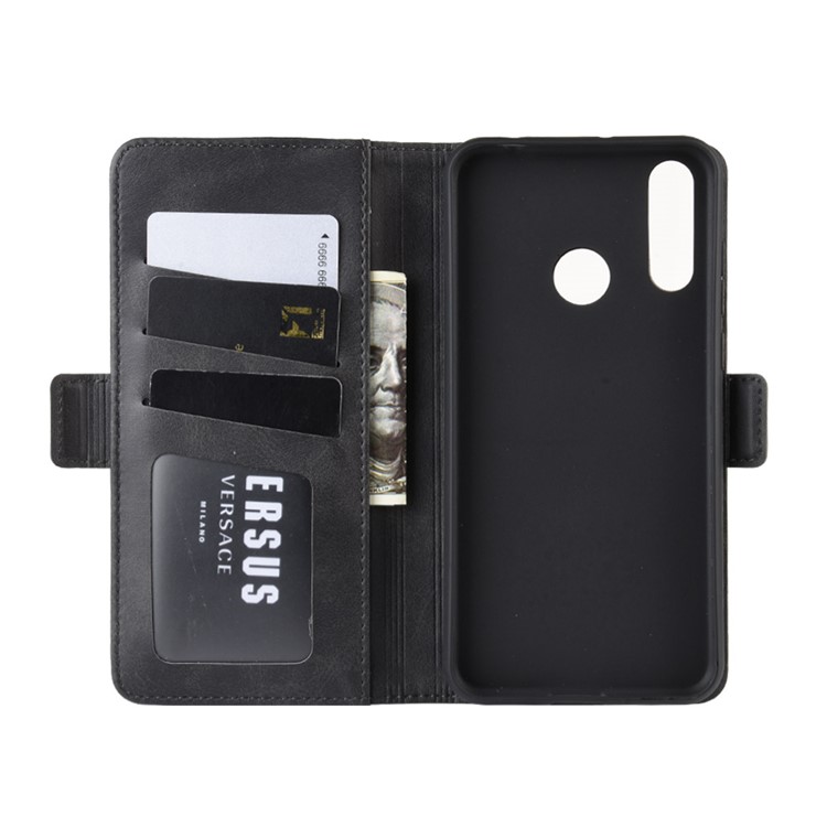 Leather Wallet Stand Phone Case for LG W30 - Black-4