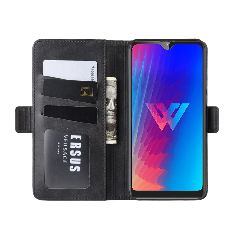 Leather Wallet Stand Phone Case for LG W30 - Black-5