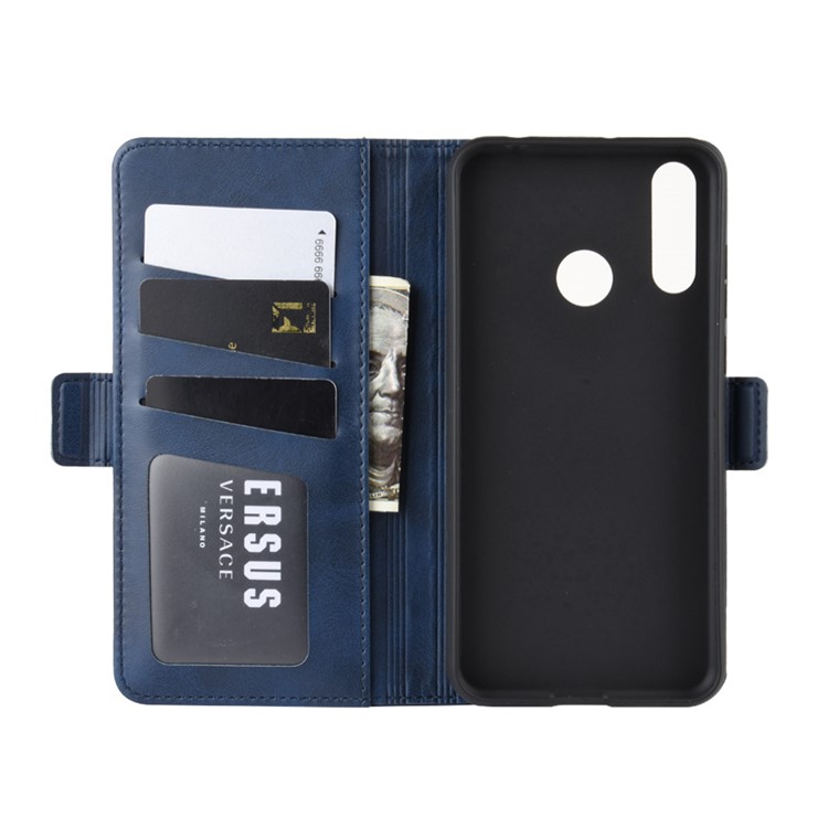 Leather Wallet Stand Phone Case for LG W30 - Blue-4