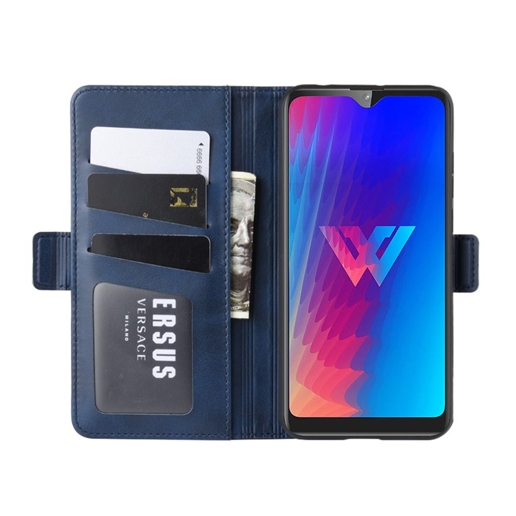 Leather Wallet Stand Phone Case for LG W30 - Blue-5