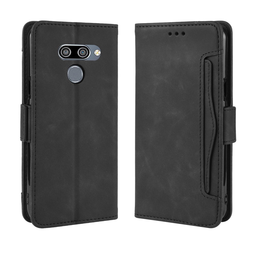 Wallet Leather Stand Case Cover with Multiple Card Slots for LG K50/Q60 - Black-2