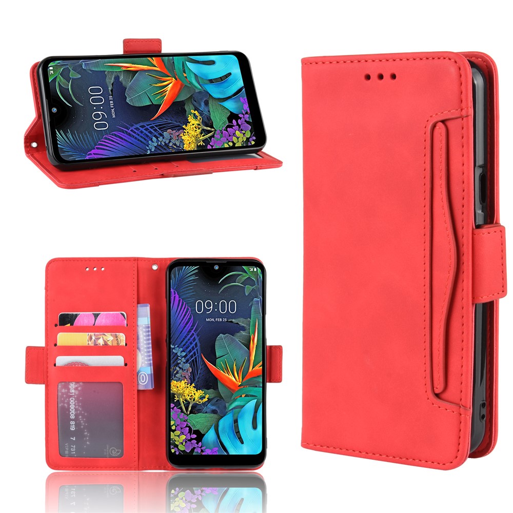 Wallet Leather Stand Case Cover with Multiple Card Slots for LG K50/Q60 - Red-1
