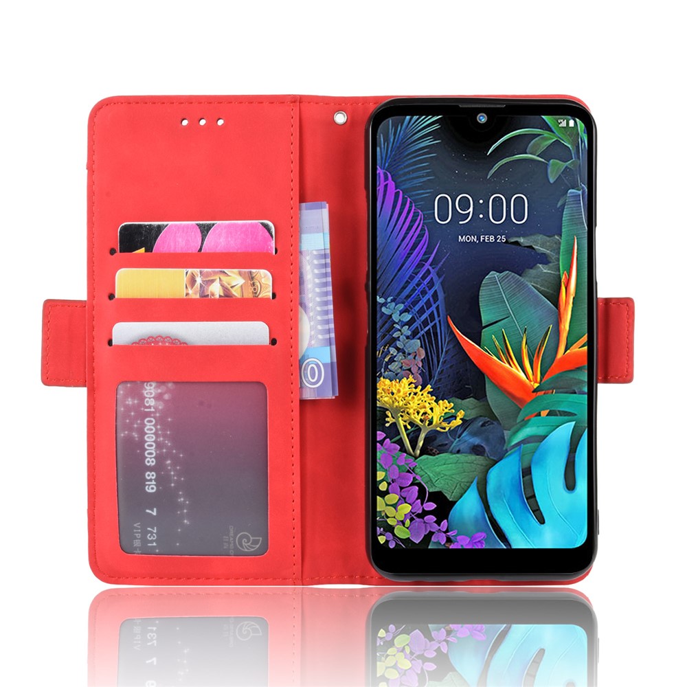 Wallet Leather Stand Case Cover with Multiple Card Slots for LG K50/Q60 - Red-7