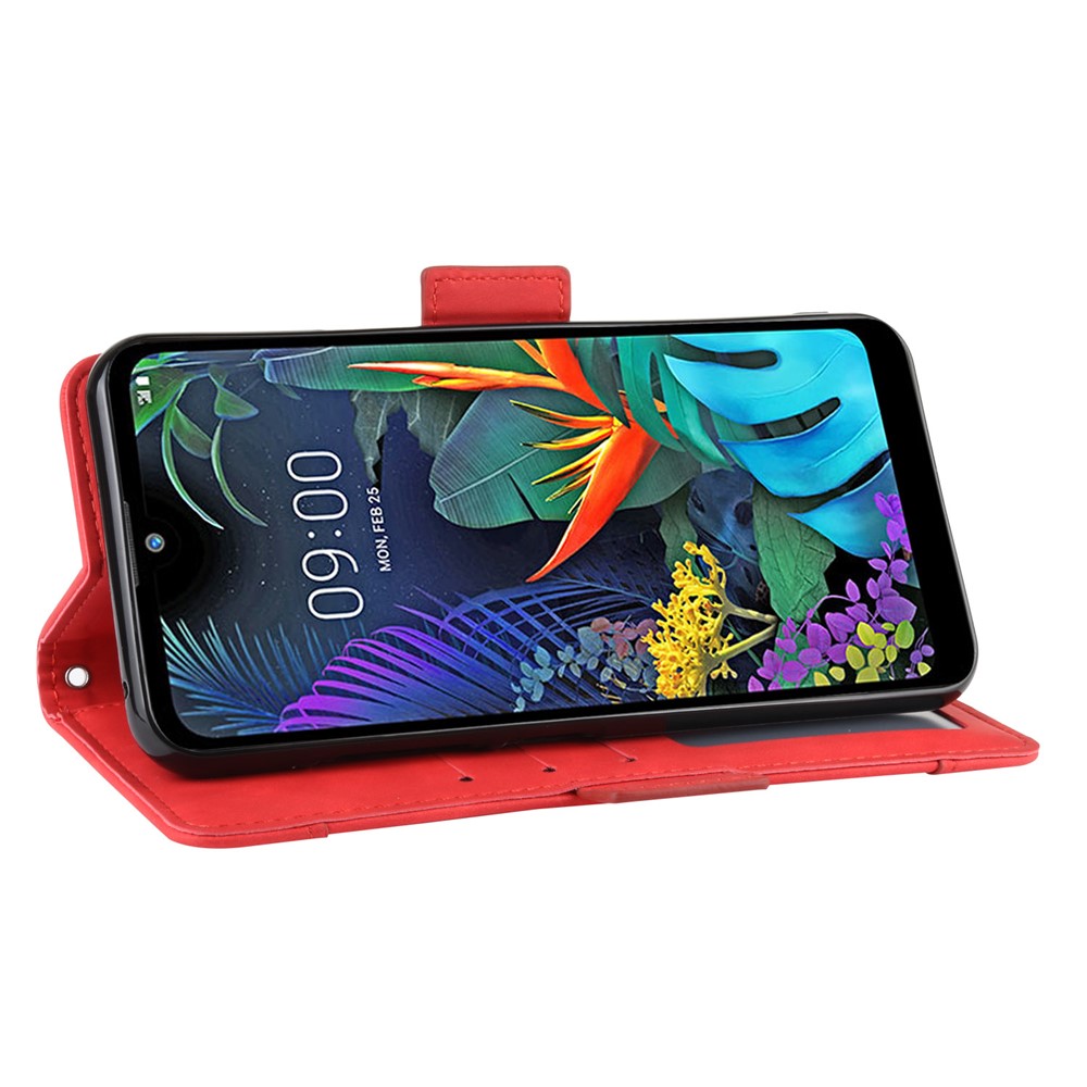 Wallet Leather Stand Case Cover with Multiple Card Slots for LG K50/Q60 - Red-8