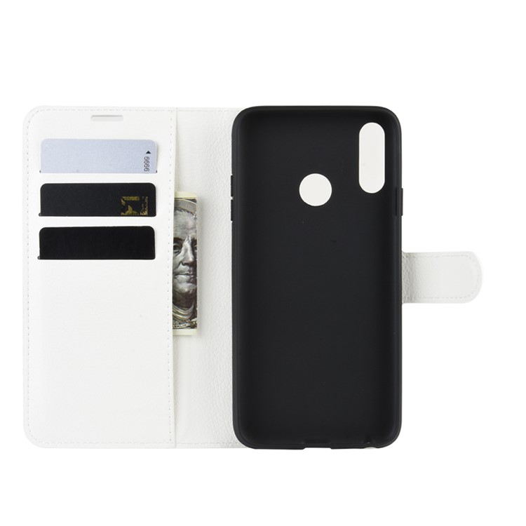 Litchi Skin Leather Wallet Stand Case for LG W10 - White-3