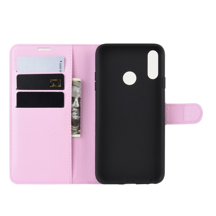 Litchi Skin Leather Wallet Stand Case for LG W10 - Pink-3