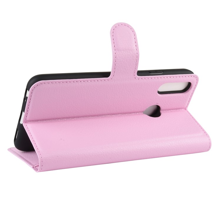 Litchi Skin Leather Wallet Stand Case for LG W10 - Pink-5