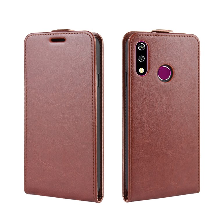 Crazy Horse Vertical Leather Case with Card Slot for LG W10 - Brown-2