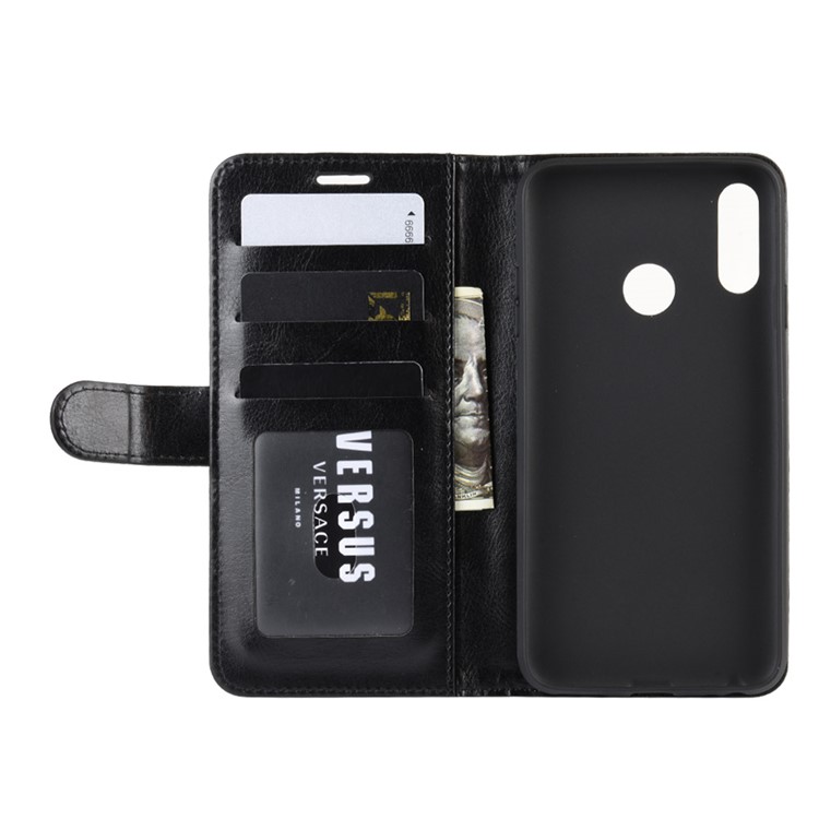 Carteira De Cavalo Louco Carteira De Couro Suporte De Telefone Para LG W10 - Preto-4