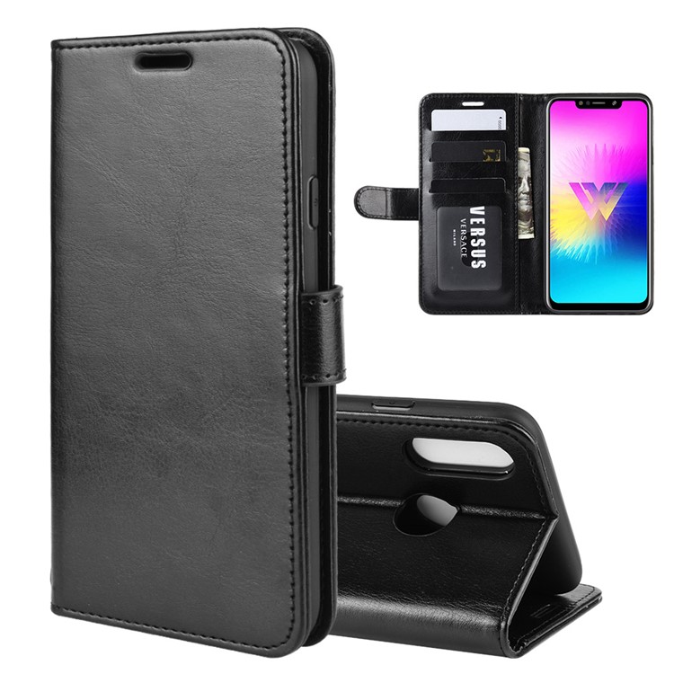 Carteira De Cavalo Louco Carteira De Couro Suporte De Telefone Para LG W10 - Preto-8
