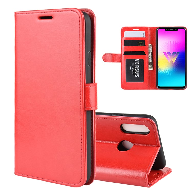 Carteira De Cavalo Louco Carteira De Couro Suporte De Telefone Para LG W10 - Vermelho-8
