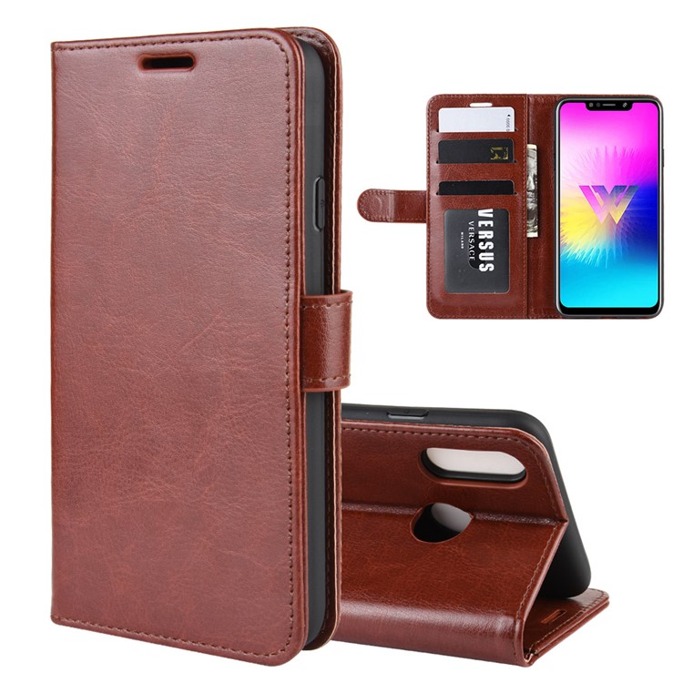 Carcasa Del Soporte Del Teléfono Billetera De Cuero Crazy Horse Para LG W10 - Marrón-8