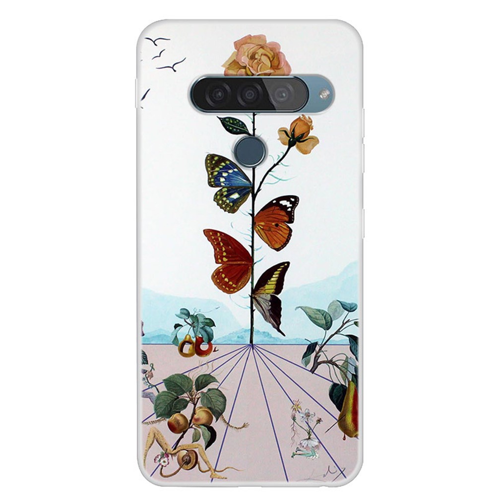 Pattern Printing TPU Phone Case for LG G8s ThinQ - Butterfly and Flower-1