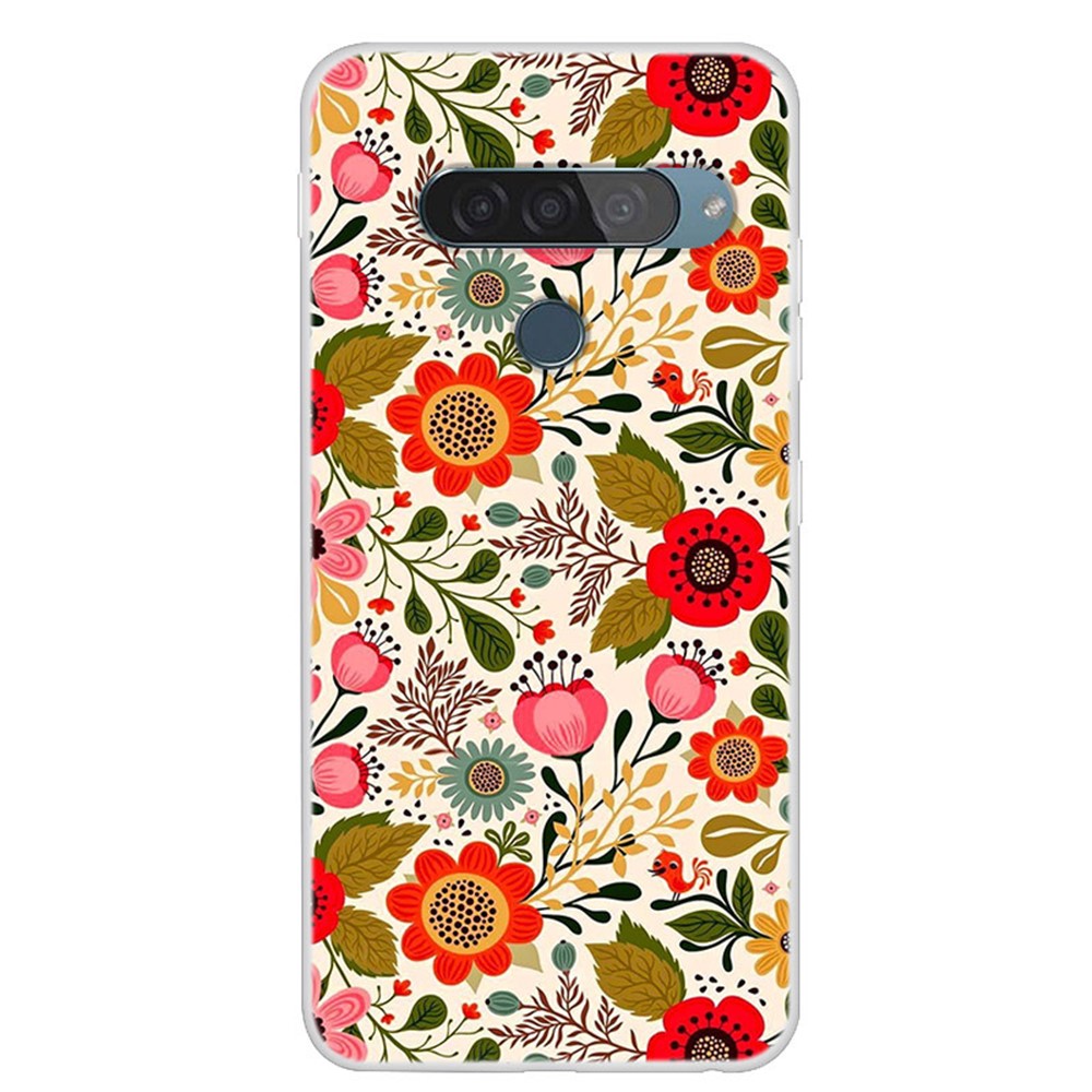 Pattern Printing TPU Phone Case for LG G8s ThinQ - Vivid Flowers-1