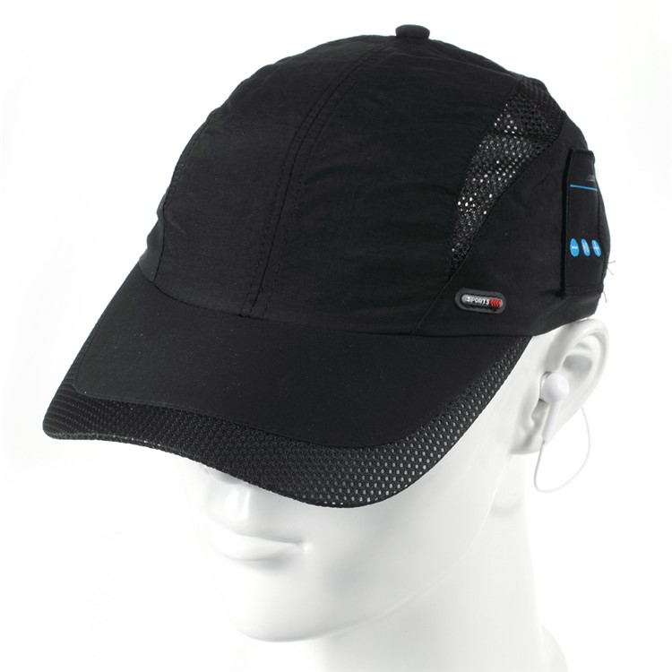 

Quick-dry Bluetooth Earphones Baseball Cap Sports Hat Sunhat 2-in-1 with Mic for iPhone Samsung - Black