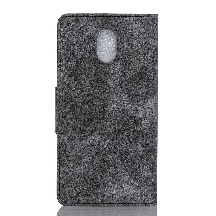 Винтажный Стиль Корпус Раскола Кожаного Бумажника Для LG K30 (2019) - Серый-3