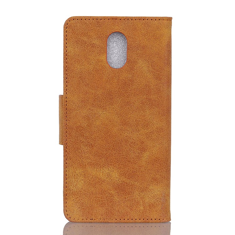 Vintage Style Split Leather Wallet Casing for LG K30 (2019) - Brown-3