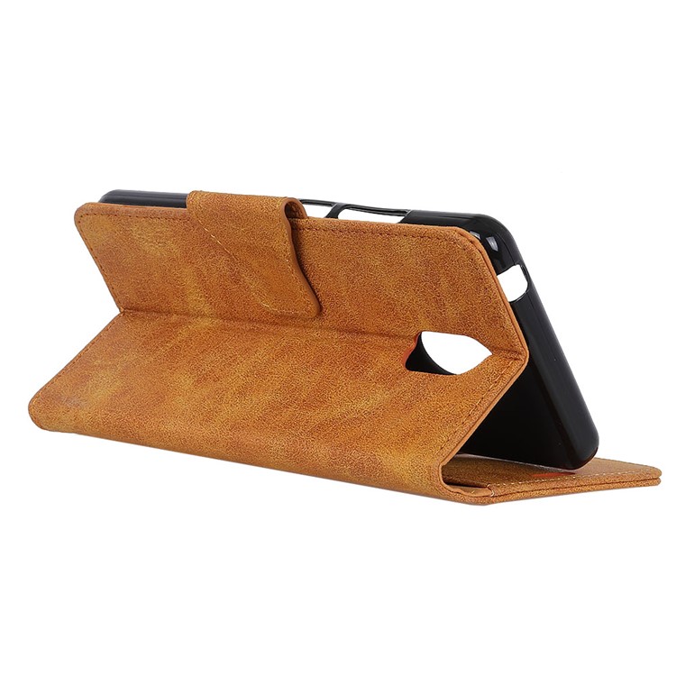 Vintage Style Split Leather Wallet Casing for LG K30 (2019) - Brown-4