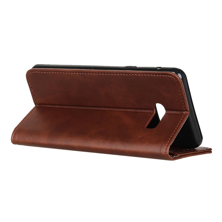 Auto-absorbed Split Leather Wallet Case for LG G8X ThinQ - Dark Brown-8