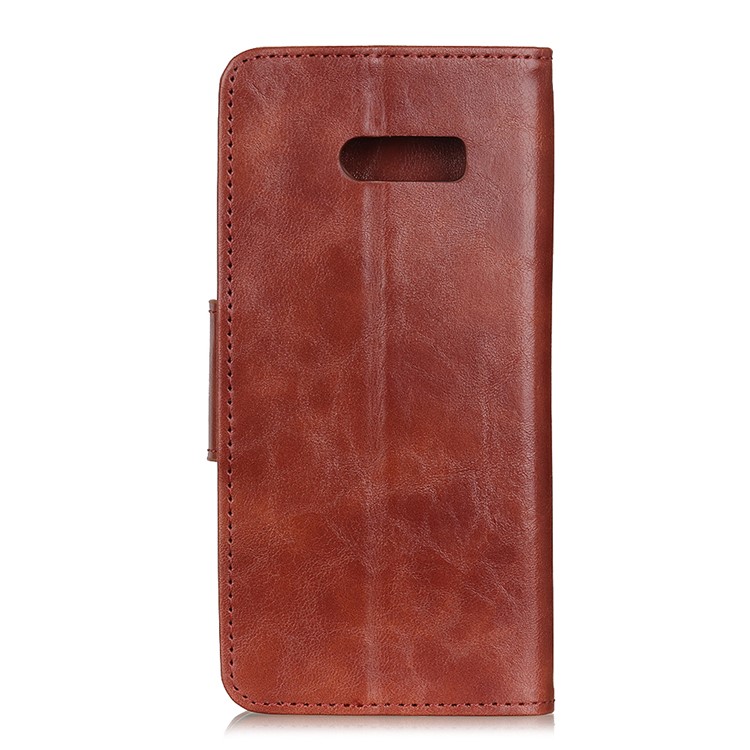 Crazy Horse Leather Wallet Case for LG G8X ThinQ - Brown-3