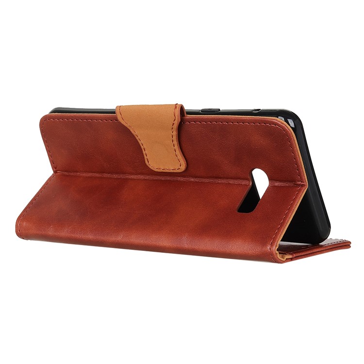 Crazy Horse Leather Wallet Case for LG G8X ThinQ - Brown-4
