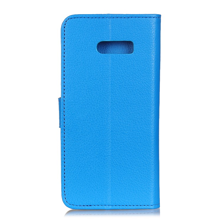 Litchi Surface Wallet Stand Flip Leather Cell Phone Covering for LG G8X ThinQ - Blue-10
