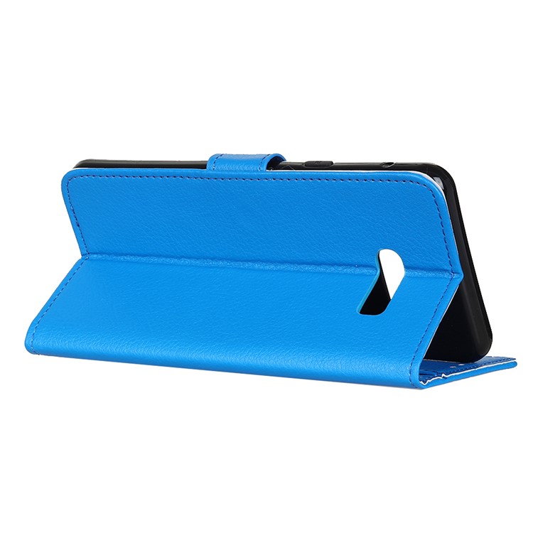 Litchi Surface Wallet Stand Flip Leather Cell Phone Covering for LG G8X ThinQ - Blue-11