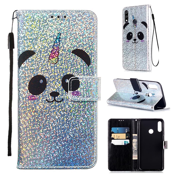 Printing Glitter Sequins Leather Cover for LG W10 - Panda-1